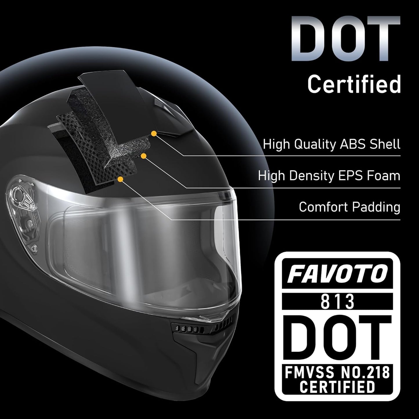 Favoto Full Face Motorhelm met Dynamische Achtervleugel - Zwart