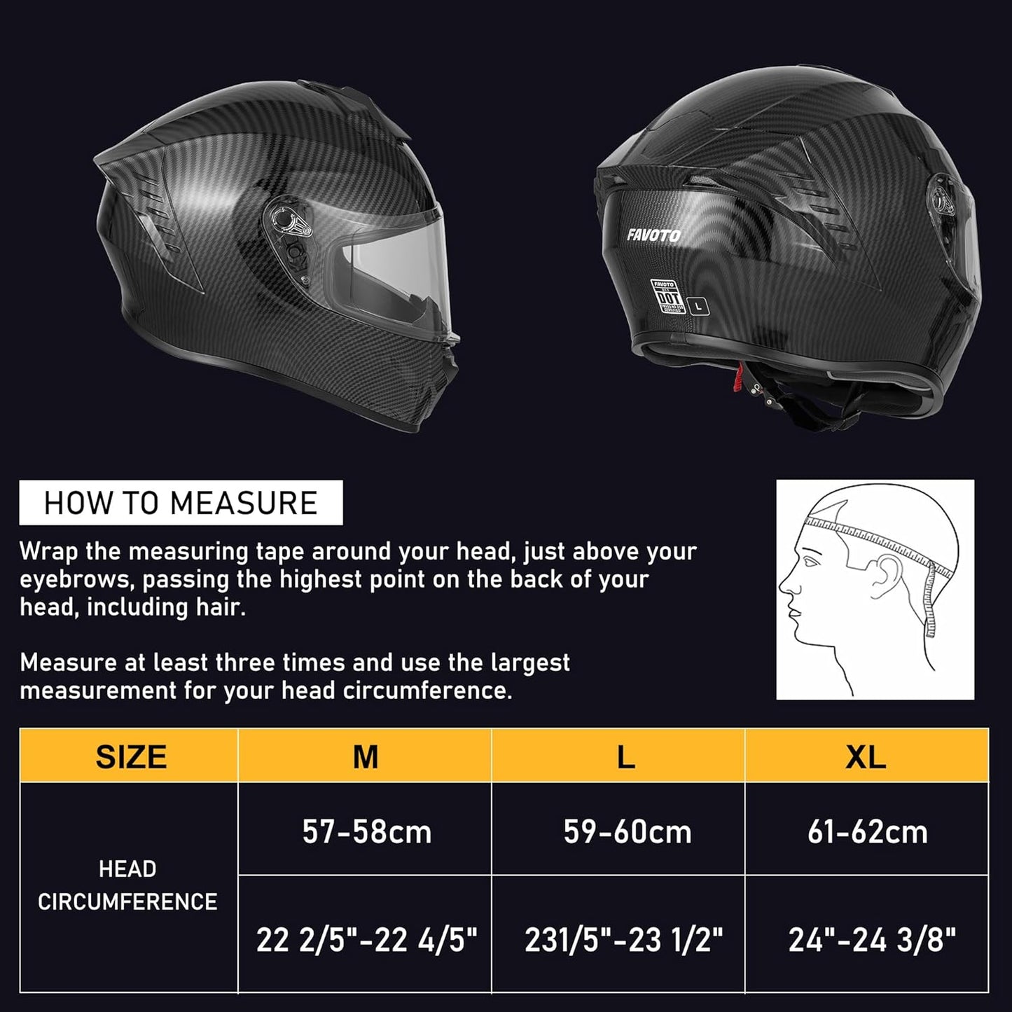 Favoto Full Face Motorhelm met Dynamische Achtervleugel - Koolstofvezel