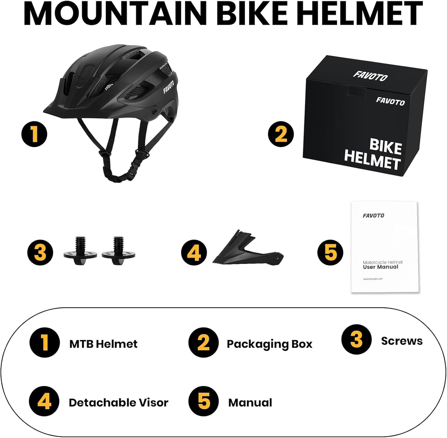 Favoto Mountainbikehelm Volwassene - Zwart