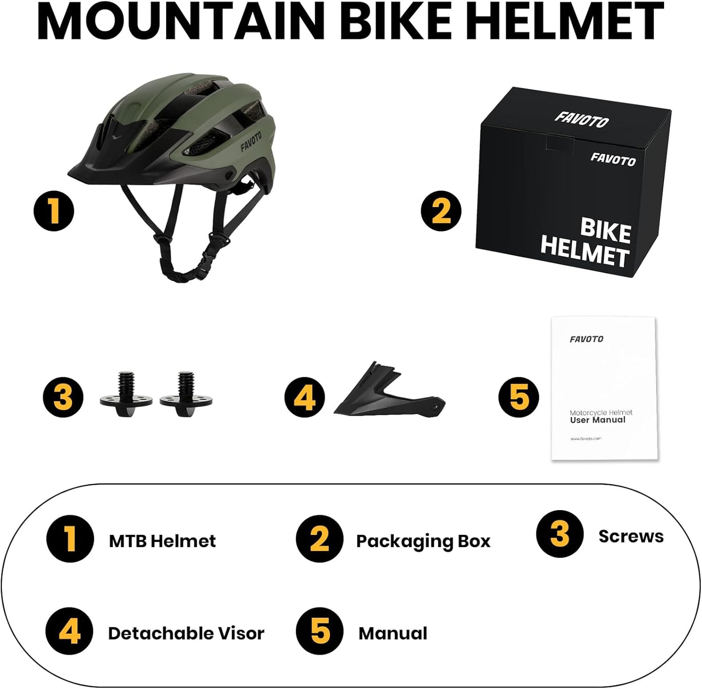 Favoto Mountainbikehelm Volwassene - Groen