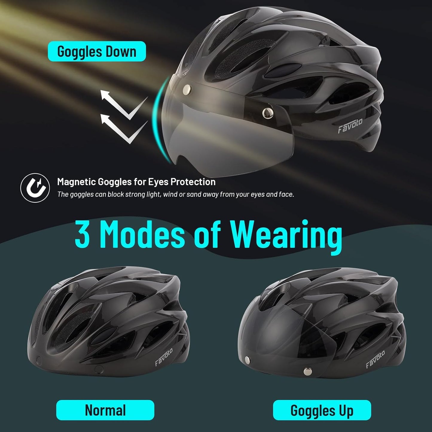 Fietshelm met afneembare magnetische bril - Titanium