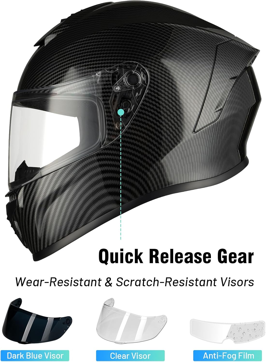Favoto Full Face Motorhelm - Koolstofvezel