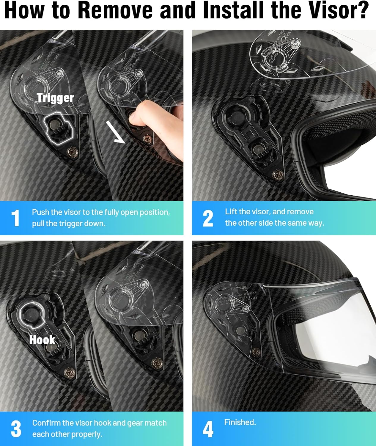 Favoto Full Face Motorhelm - Koolstofvezel