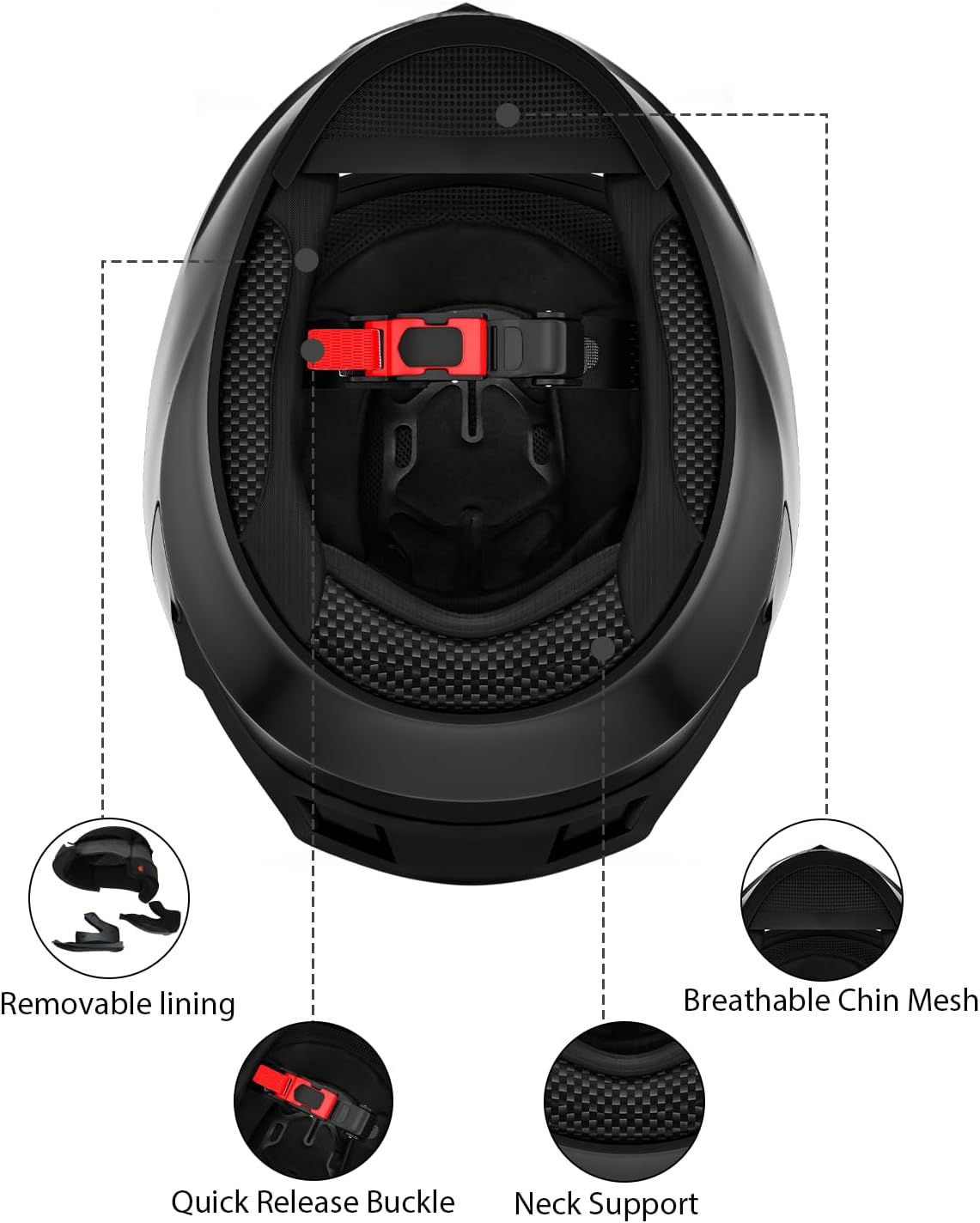 Favoto Full Face Motorhelm - Koolstofvezel