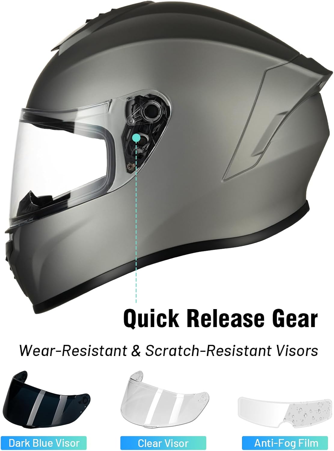 Favoto Full Face Motorhelm - Titanium