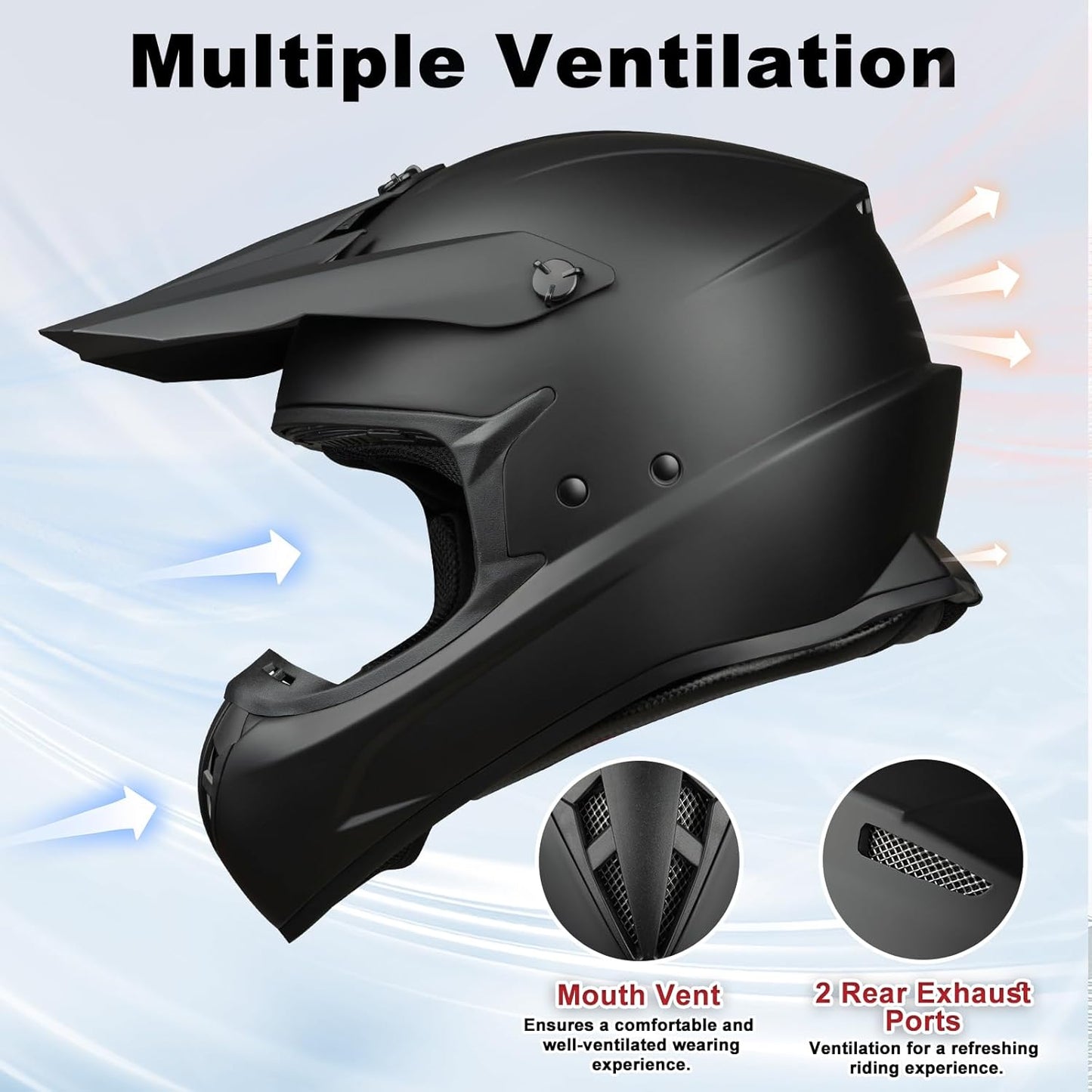 Favoto Volwassen Crossmotorhelmen - Zwart
