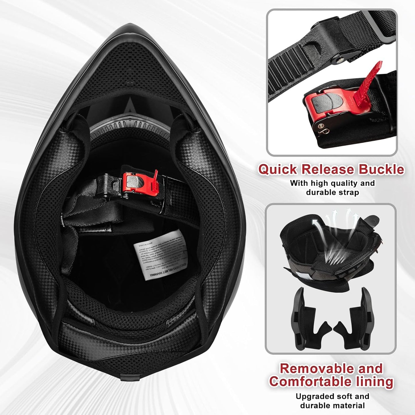 Favoto Volwassen Crossmotorhelmen - Zwart