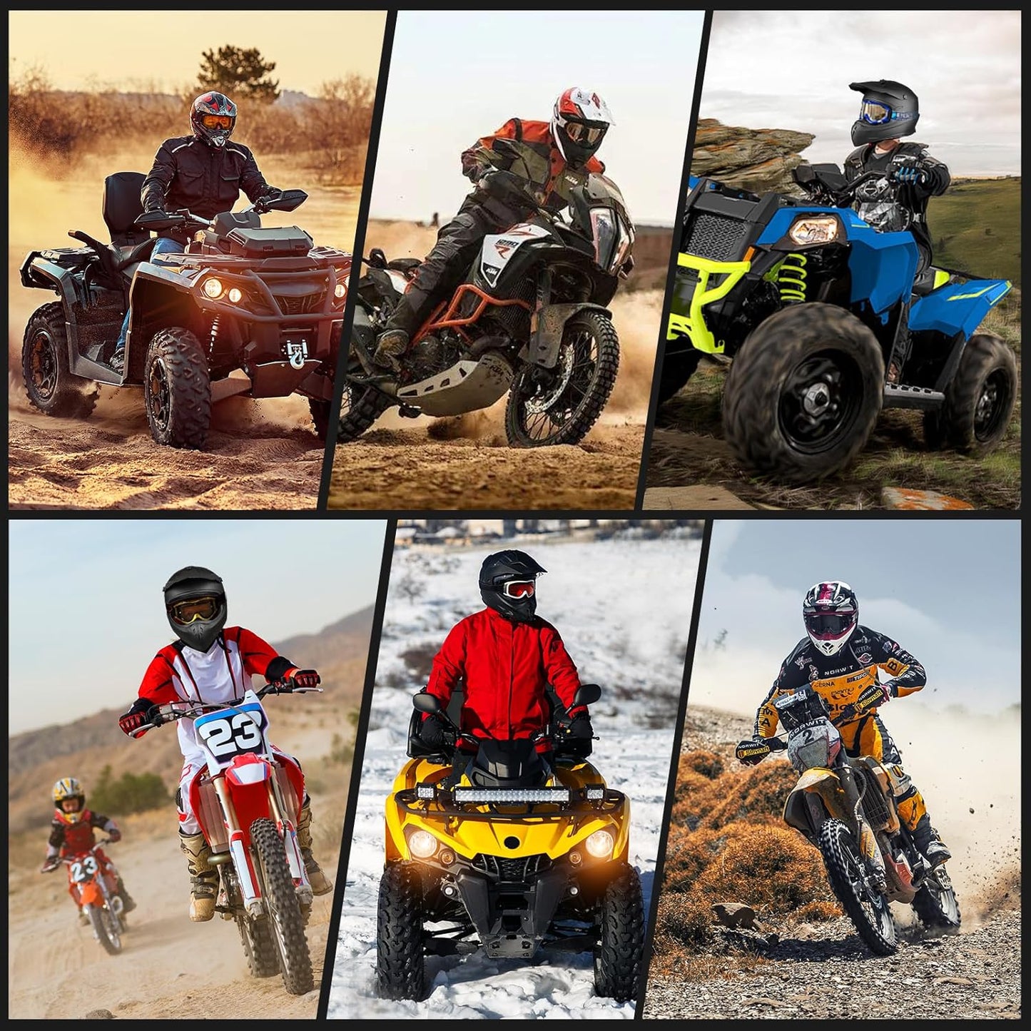 Favoto Volwassen Crossmotorhelmen - Zwart