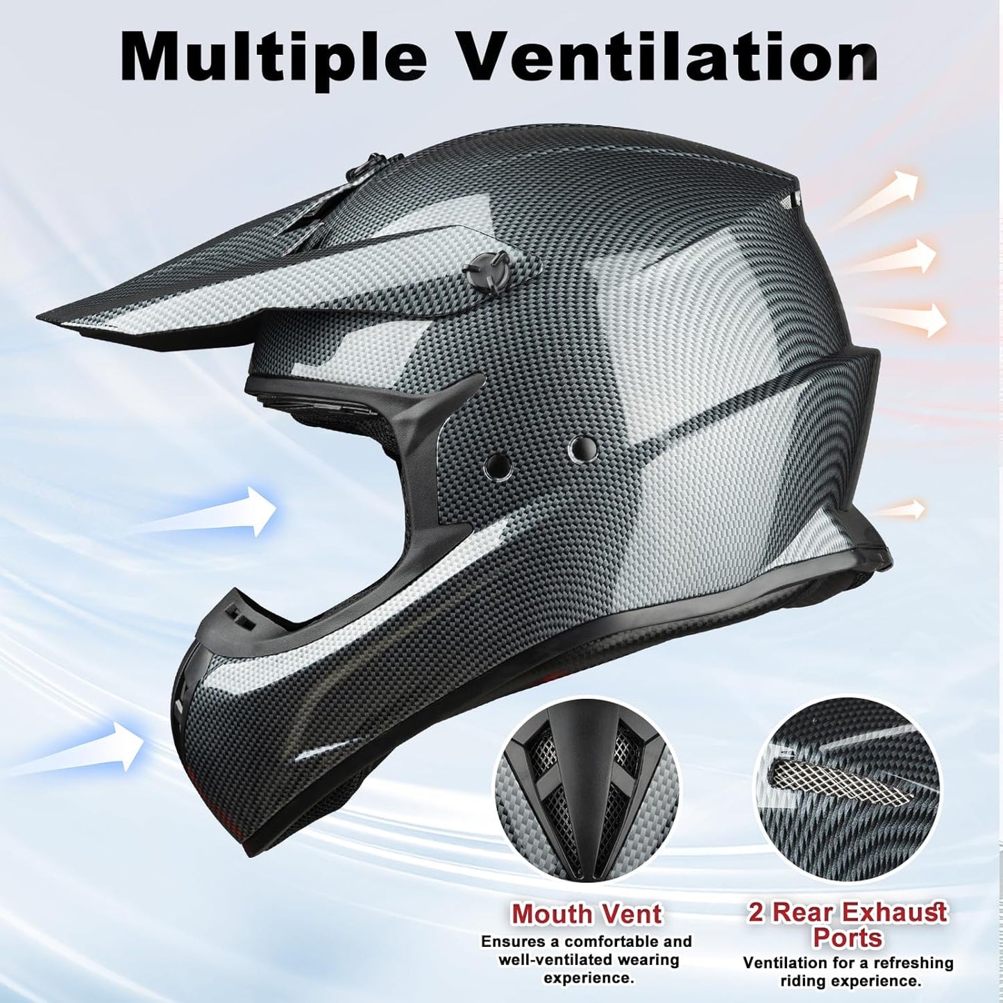 Favoto Volwassen Crossmotorhelmen - Koolstofvezel
