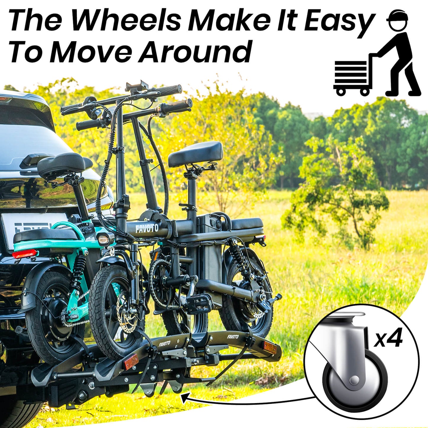 Favoto Hitch Ebike Autodrager met Anti-Wobble 2-Inch Ontvanger