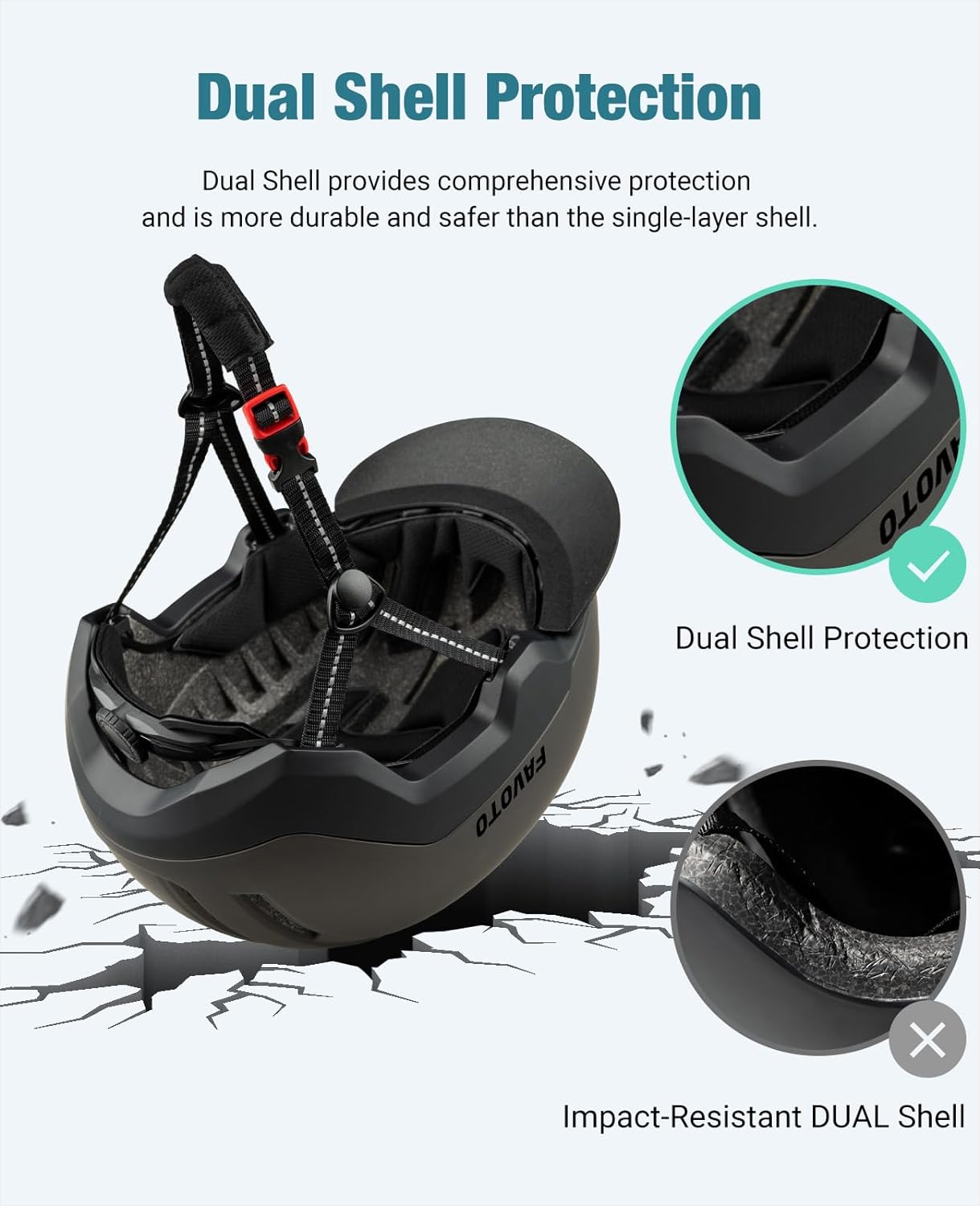Favoto Urban Bike Helm Dual Shell met Afneembaar Vizier