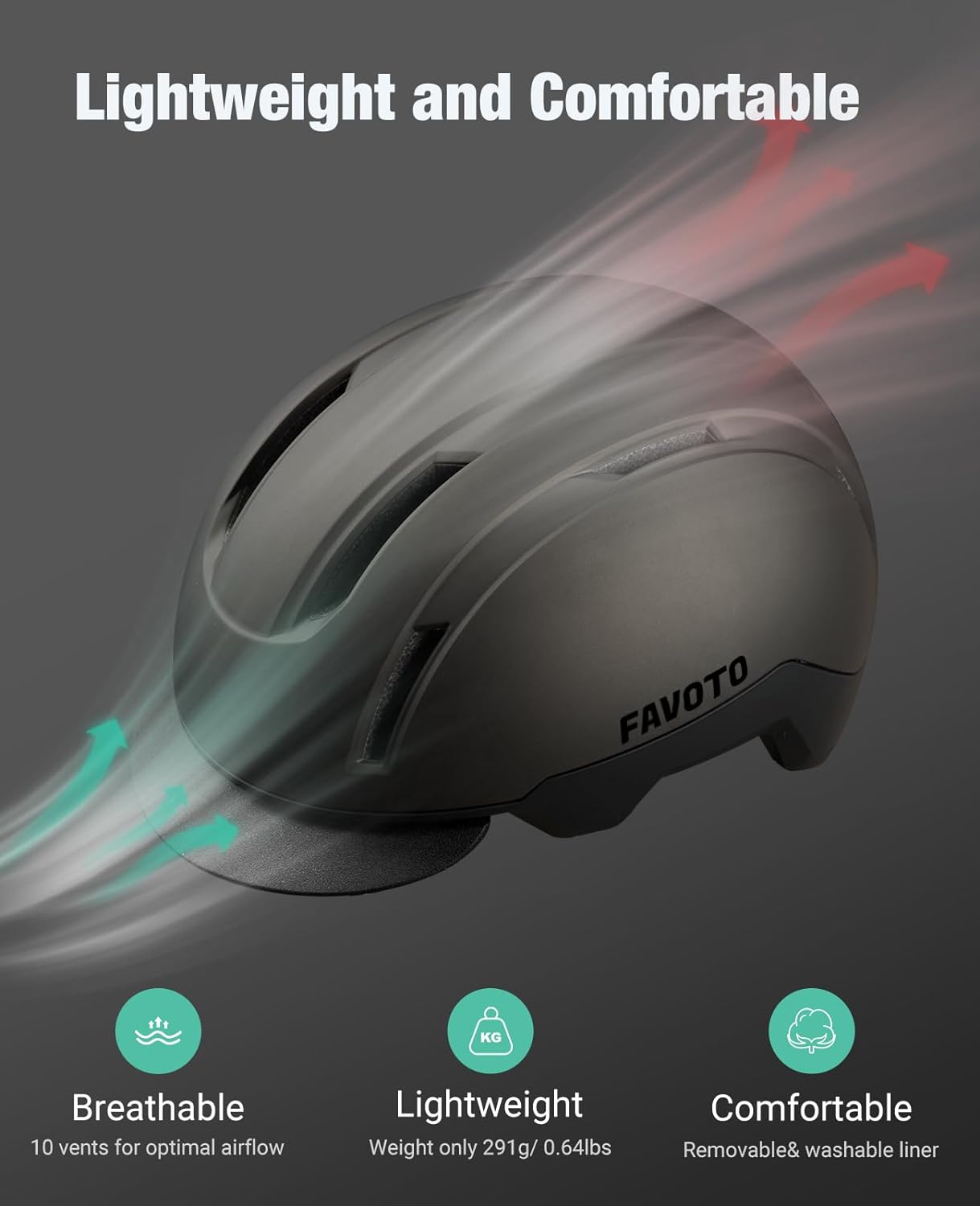 Favoto Urban Bike Helm Dual Shell met Afneembaar Vizier