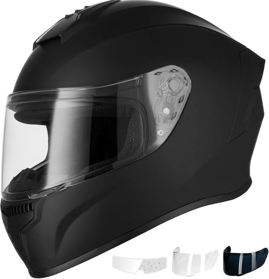 Favoto Full Face Motorhelm - Zwart