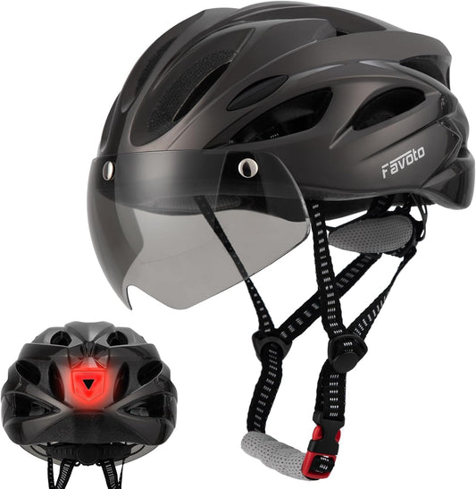 Fietshelm met afneembare magnetische bril - Titanium