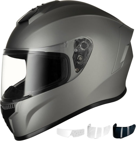 Favoto Full Face Motorhelm - Titanium