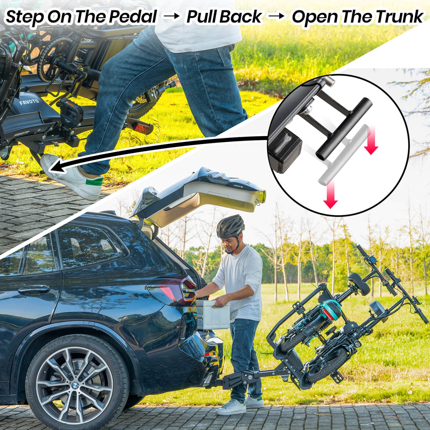 Favoto Hitch Ebike Autodrager met Anti-Wobble 2-Inch Ontvanger